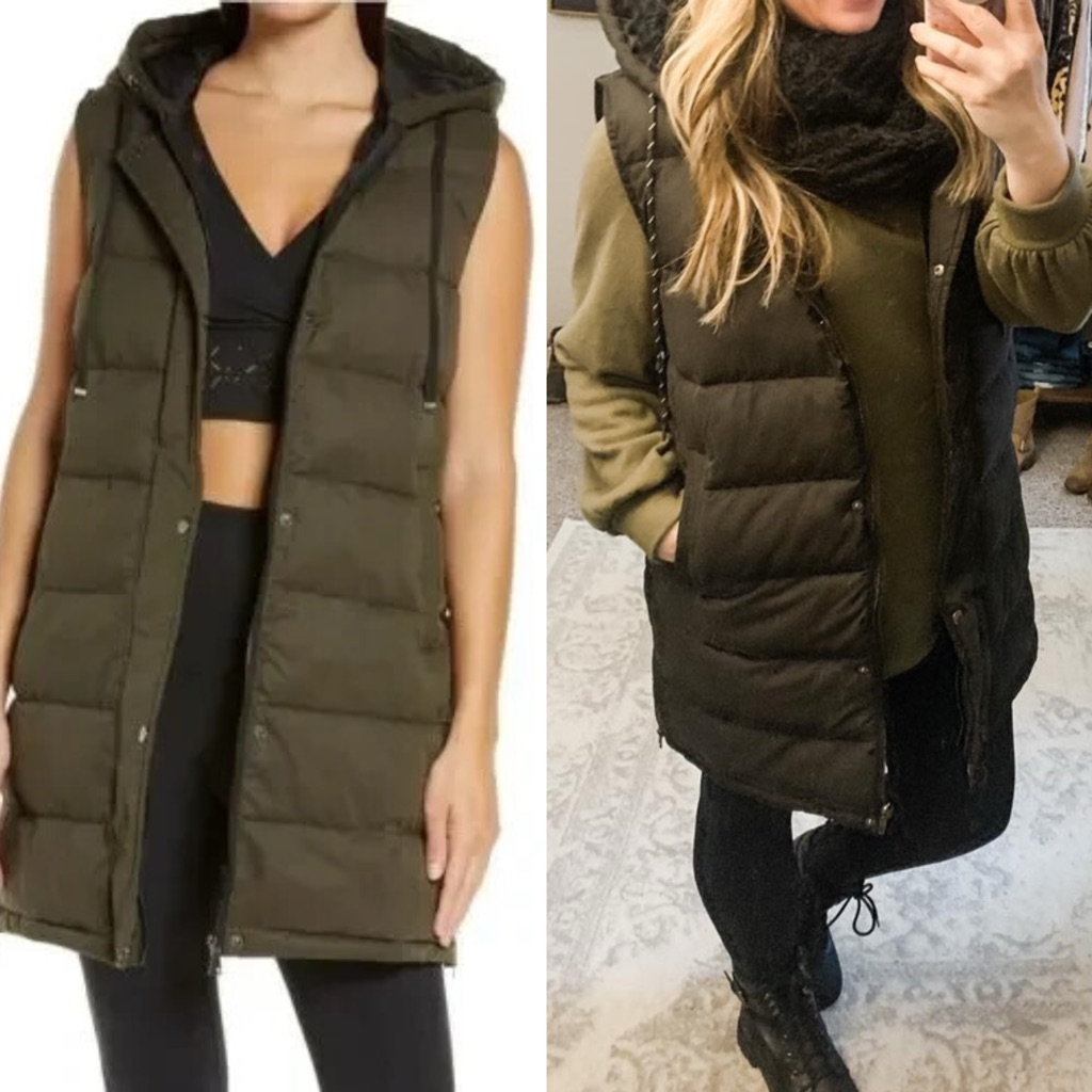 Zella Long Hooded Vest Size Medium